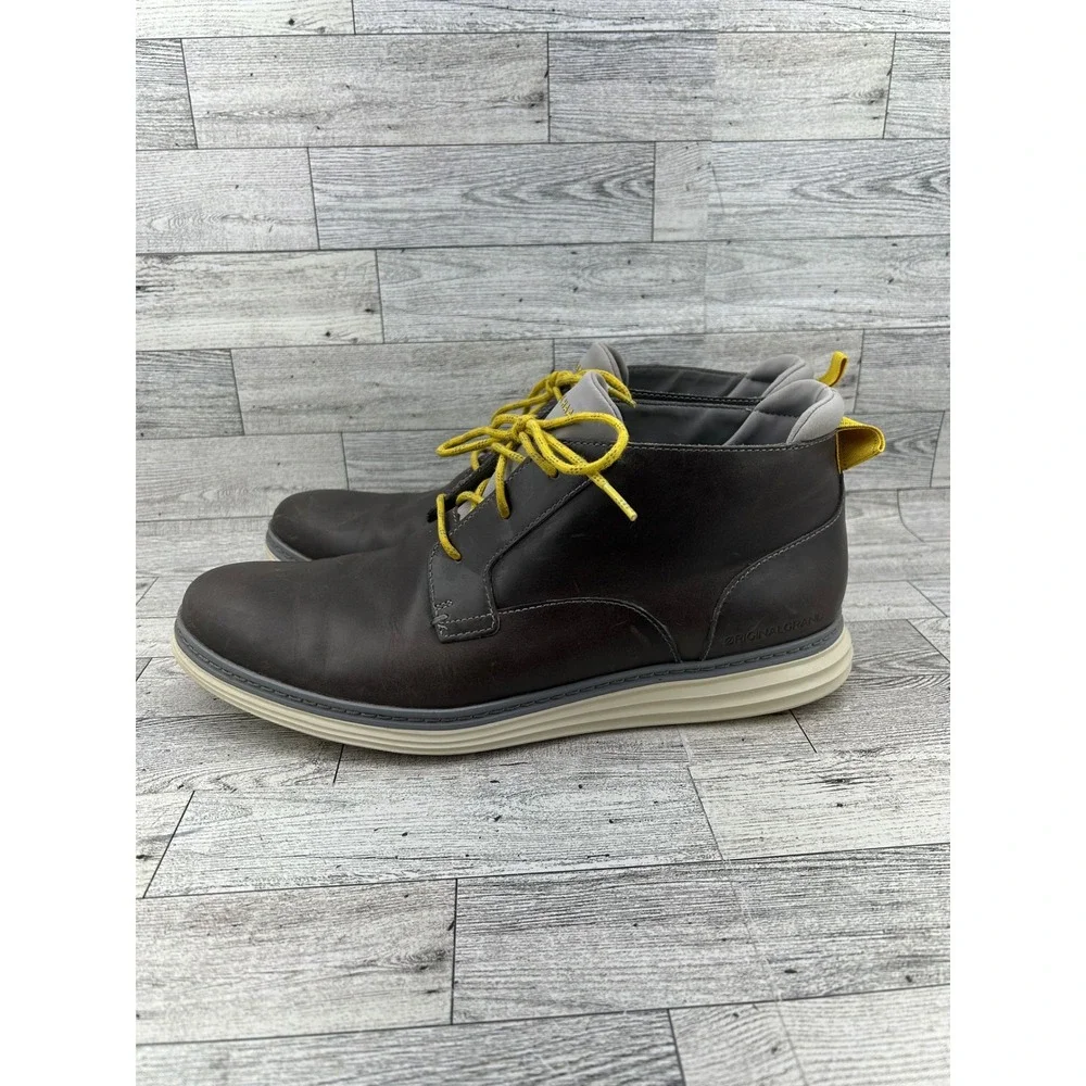 Cole Haan OriginalGrand Mens Brown Leather Chukka Boots Yellow Laces C23426‎ 11M